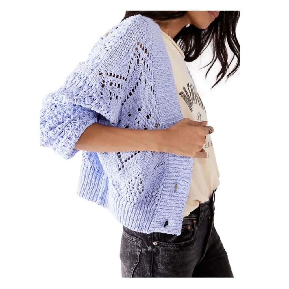 Free People $128 Chloe Cropped Cardigan Sweater - Picture 2 of 5